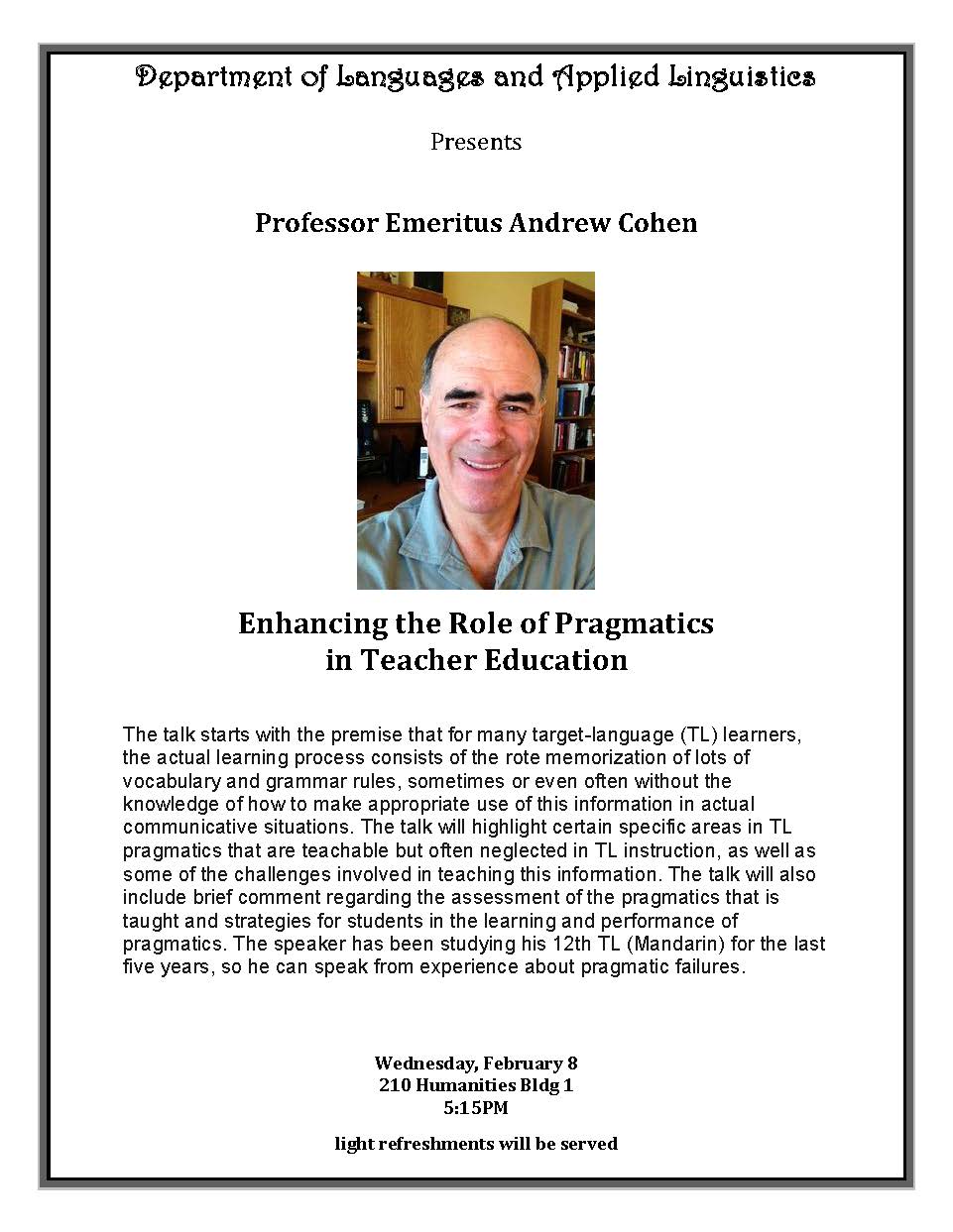 Enhancing the Role of Pragmatics in Teacher Education flyer