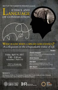 Ethics and Language of Conservation Colloquium poster 4.14.17