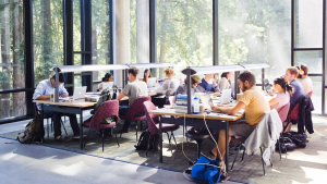 students studying